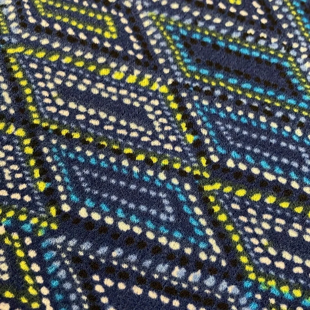 Adrienne Vittadini Blue, Green & White Print Sleeveless Ruched Blouse Size XL - Picture 8 of 12